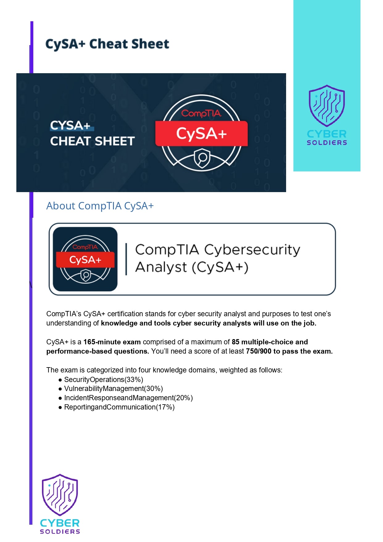 CompTIA CySA+ Cheat Sheet